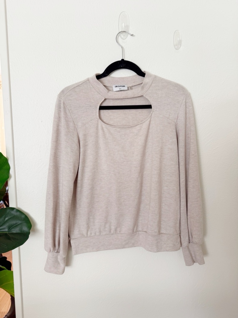 LNA Clothing Keyhole Sweatshirt Long Sleeve Top Sz S